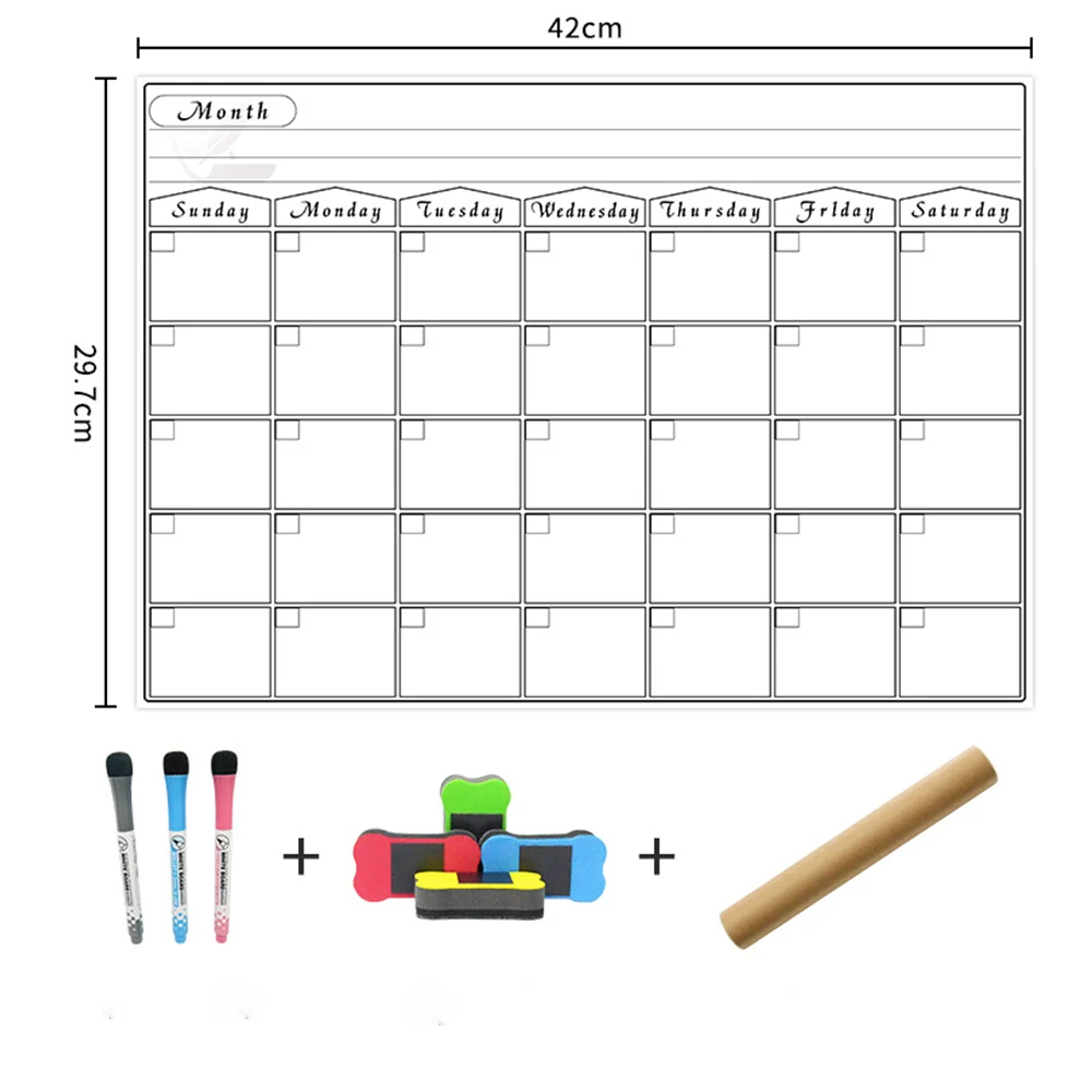 Umitive 1 шт. Магнитный сухой стираемый календарь для холодильника белая доска семейный график неделя ежемесячный планировщик водонепроницаемое управление временем