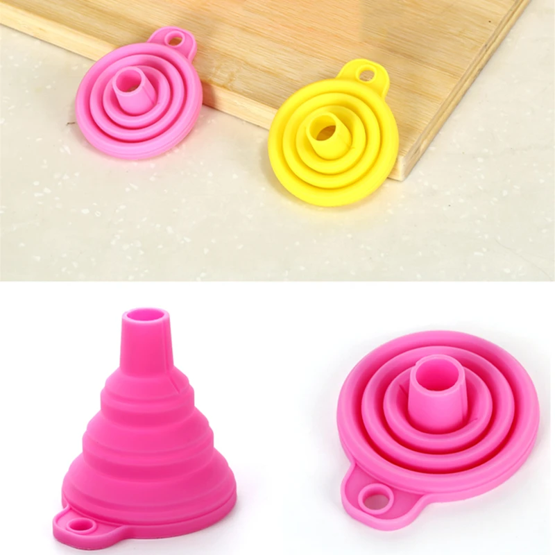 Foldable Food Grade Silicone Funnels Telescopic silicone funnel Kichen Accessories Household Liquid Dispensing Kitchen Tools|Вытяжки| |