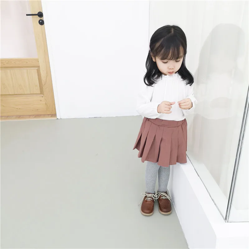 Baby Girl Tutu Skirts Autumn Baby Clothes Kids Princess Girls Skirt Pleated Pettiskirt solid color Kawaii school Skirts dropship (12)