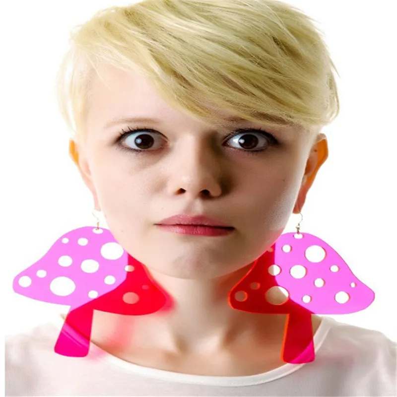 

2019 Fashion Jewelry Oorbellen Acrylic Neon Plant Earrings for Women Pendientes HipHop Big Mushroom Drop Earring DJ DS Brincos