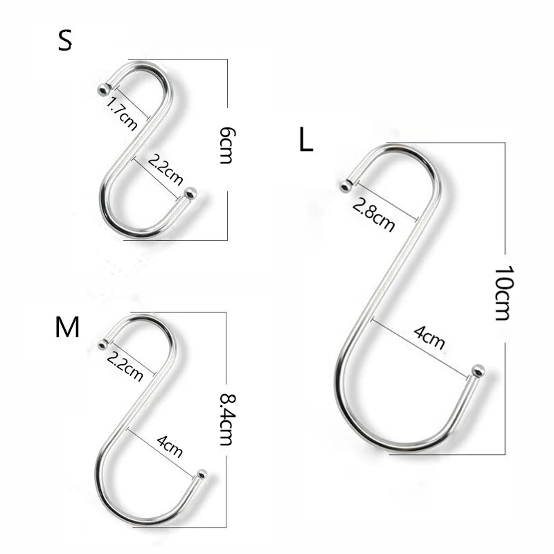 5 шт. металлические s-образные крючки, кухонные держатели для хранения, застежка, органайзер для мелочей, чугунные подвесные S крючки, вешалка для одежды