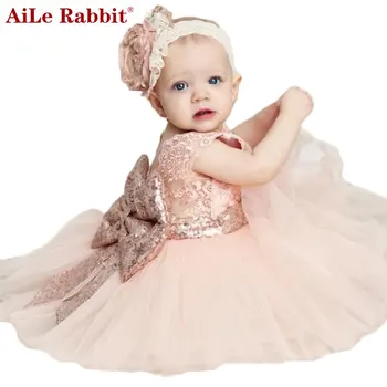 

AiLe Rabbit New Fashion Sequin Flower Girl Dress Party Birthday wedding princess Toddler baby Girls Clothes Children Kids Dress
