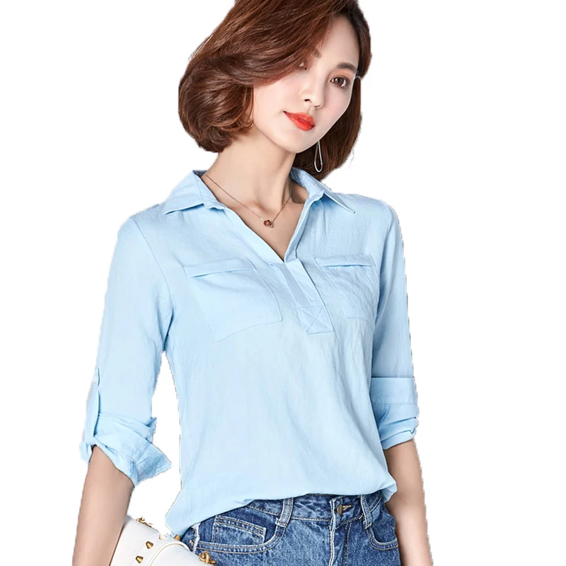 2017-New-Fashion-Solid-Color-Two-Pockets-Three-Quarter-Sleeve-Casual ...
