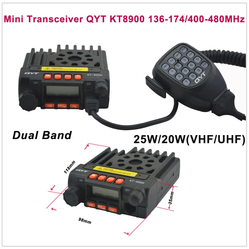 Мини приемопередатчик QYT KT8900 136 174/400 480 МГц двухстороннее радио двухдиапазонный