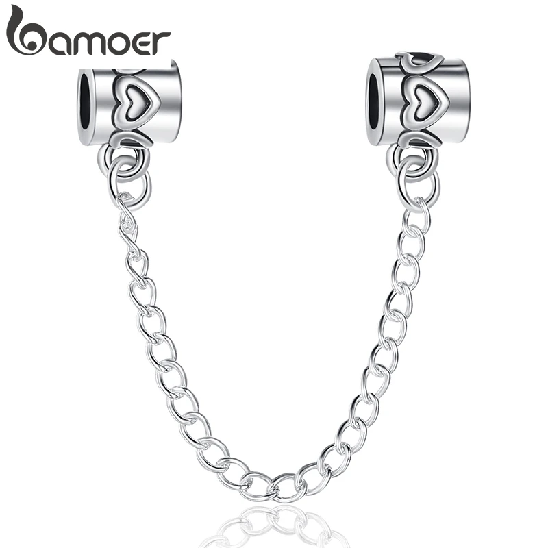 

Original European Charm Fit Bracelet Safety Chain Authentic Stopper Charm Jewelry Making Silver Color Accessories PA5278