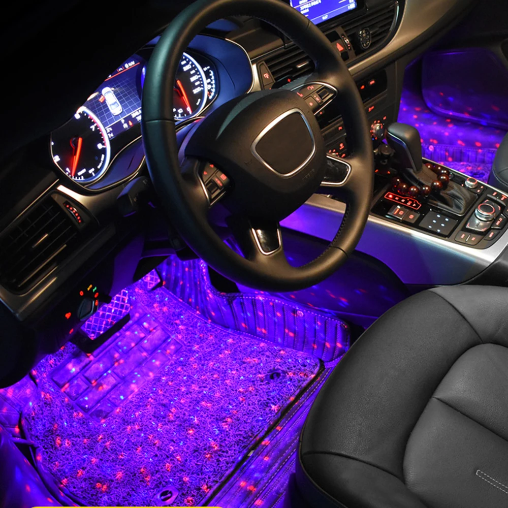 LEEPEE Авто интерьерная лампа Автомобильный USB светодиодный атмосферный звездный свет контроллер вспышки RGB музыкальный ритм сенсорный и звуковой контроль