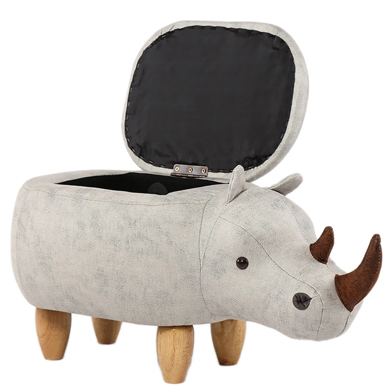Store Promotion Bean Bag Shoe Stool Pouf Chair Leather Sofa Ottoman Kid Toys Storage Footstool Solid Wood Nordic Deco Furniture