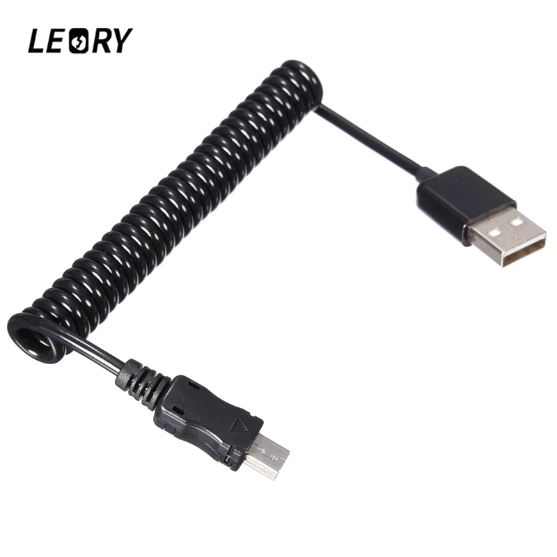 

LEORY Mini USB Cable Coiled USB A Type Male USB to Mini USB Male 5pin Connector Spiral Stretch Data Cable