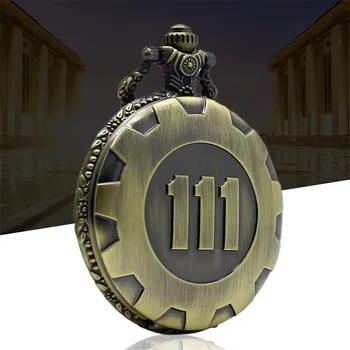 

Retro Cosplay Game Fallout 4 Vault 111 Steampunk Quartz Pocket Watch Unisex Necklace Chain Pendant Cosplay Props 3 Colors
