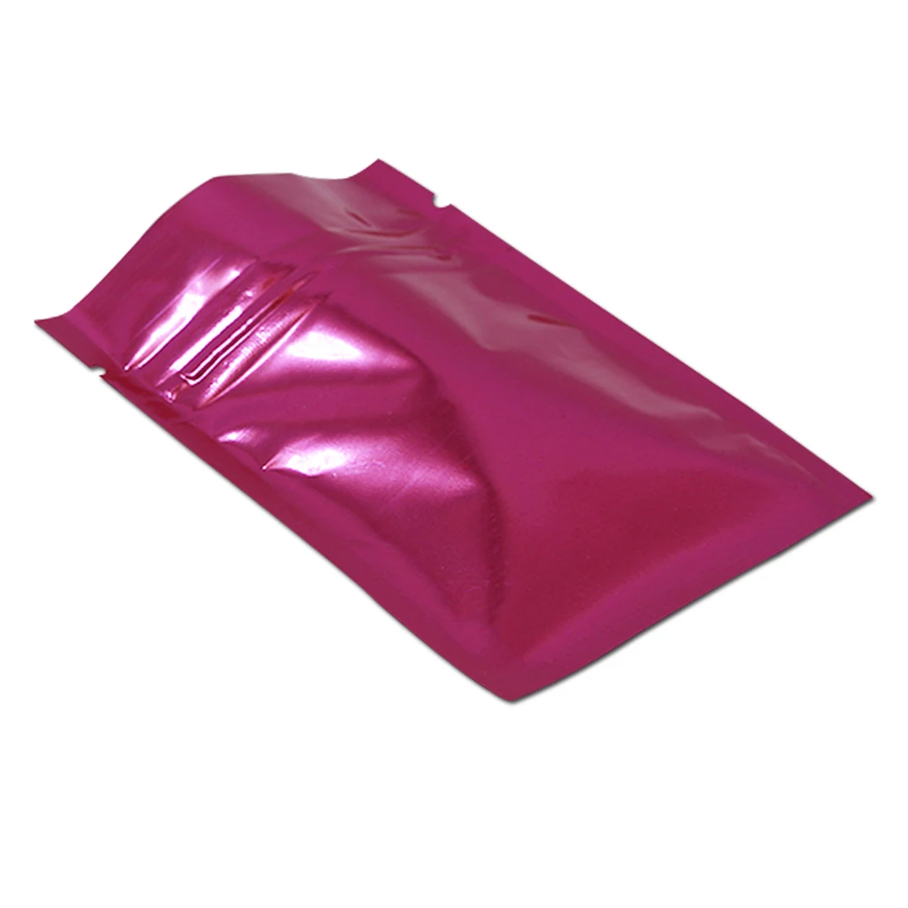 Glossy Pink Zipper Grip Seal Pack Wrapper Aluminum Sample Foil Bag for ...