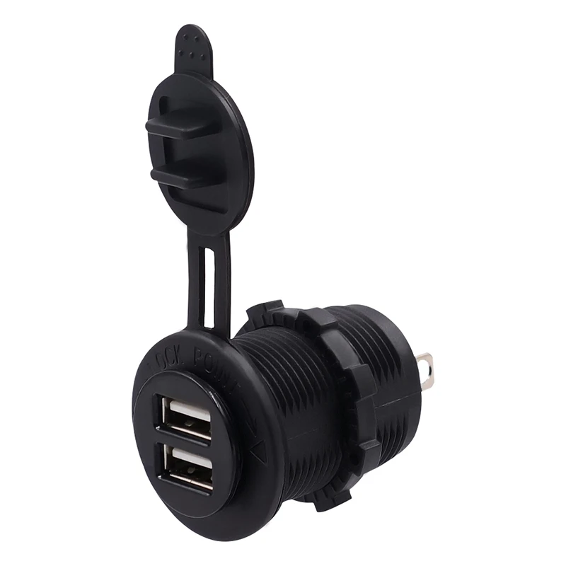 Waterproof Dustproof 5V 2.1A Dual USB Car Power Charger Adapter Blue LED 12-24V for Car Truck Boat Motorcycle Cigarette Lighter  (11)