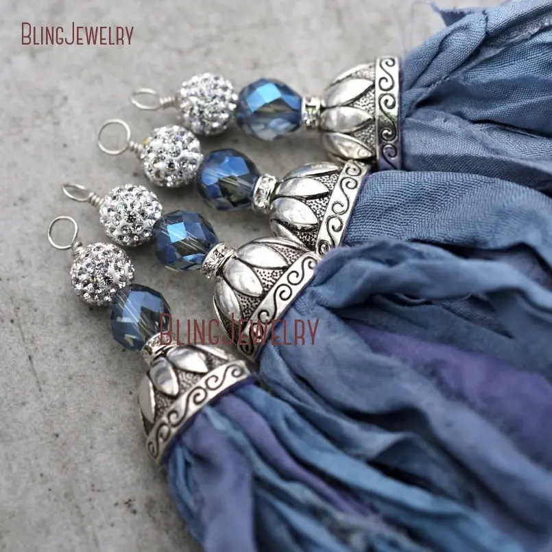 20171213-PM9045- Cerulean Sari Silk Tassel Pendant Oxidized Silver_12