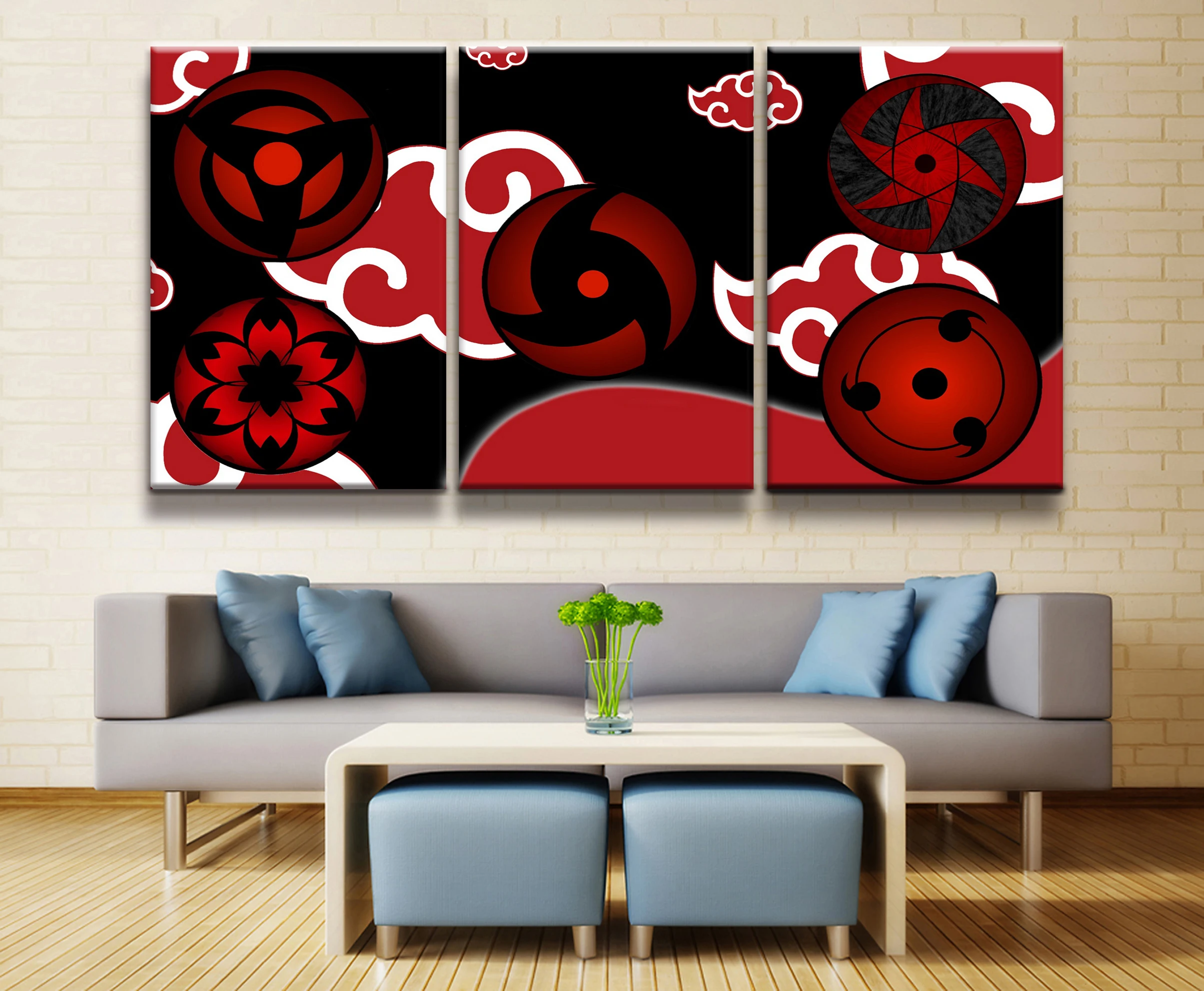 Waliicorners 3 Panel Naruto Sasuke Sharingan Anime Poster Canvas Printed Painting For Living Room Wall Art Decor Picture Artworks Poster 5