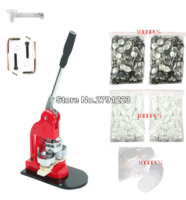 58MM Badge Maker Machine+ 58mm molds+1000pcs meterial Making Pin Button+58MM plastic Circle Cutter combo Sale