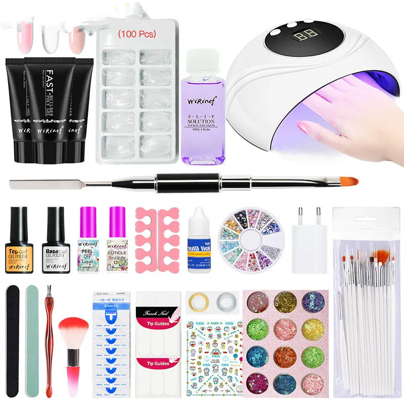 

WiRinef Poly Gel Set Extension Set Quick Extension Fingernails Crystal UV LED Lamp Poly Gel Kit Manicure Gel Nails Art Tools