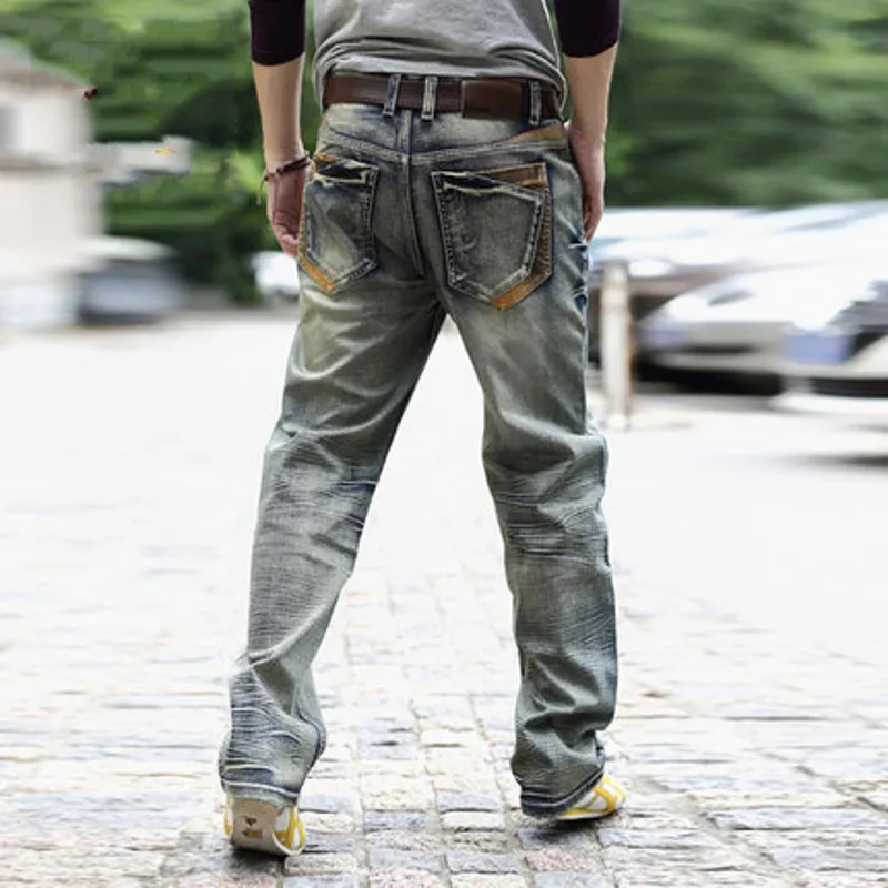 Nouveau Pour Mode Smart 2 Pantalons Longueur Lâche Droite 2018 Casual 40 Jeans Pantalon Plus 1 Pleine Fit Homme Hommes Taille Cowboy Jean Biker La 8Ygngrdqwx