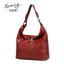 2017 Genuine Leather Women bags ladies hand bags Summer new fashion single shoulder bag leisure big bags red and black