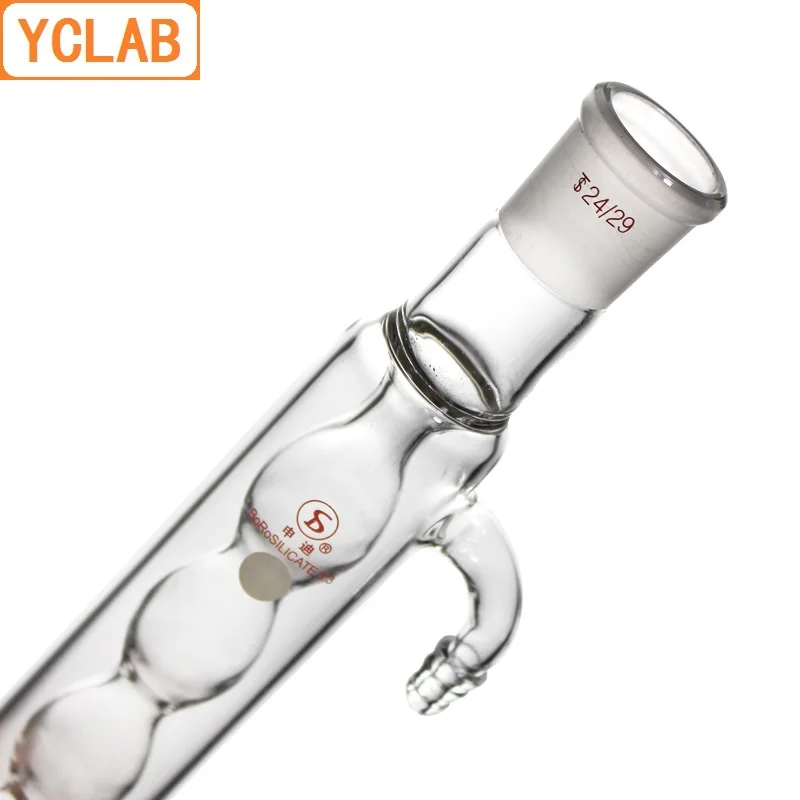 YCLAB 200mm 19/26 Condenser Pipe with Bulbed Inner Tube Standard Ground Mouth Borosilicate Glass Laboratory Chemistry Equipment