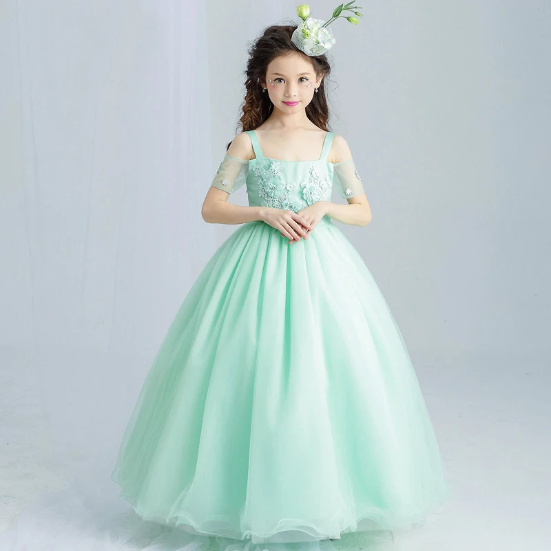 

2017 Flower Girls Teenager Kids Dresses For Girls Clothes Evening Party And Wedding Birthday Princess Elegant Dress 3-14 Years