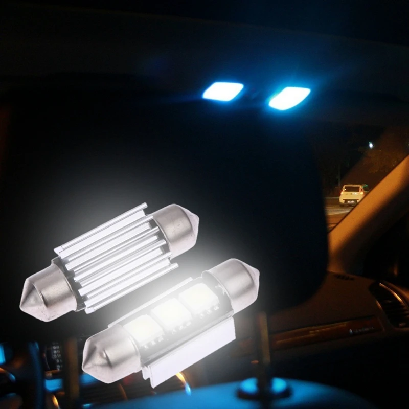 

10Pcs Led Car Interior Light Bulb Auto Festoon Reading Lamp 36mm 5050 Decode Double-Point Light-emitting Diode Lighting DC 12V