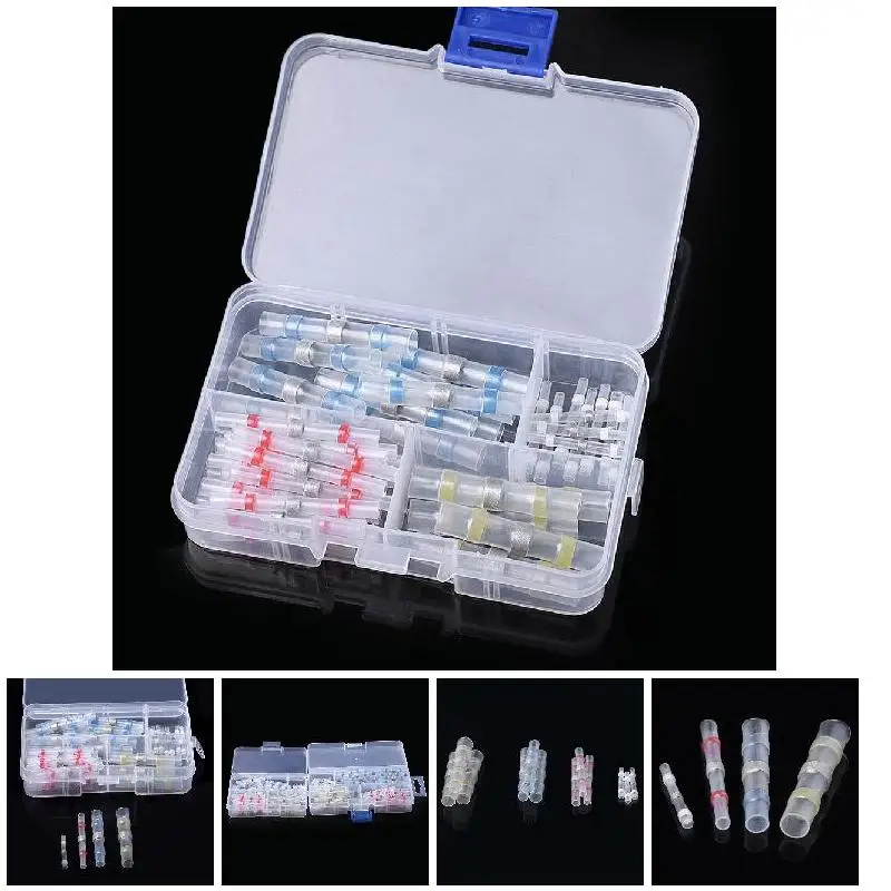 

Dropshipping 50/100Pcs Solder Seal Heat Shrink Sleeve Set With Storage Box Butt Wire Splice Terminal Connector MDP66