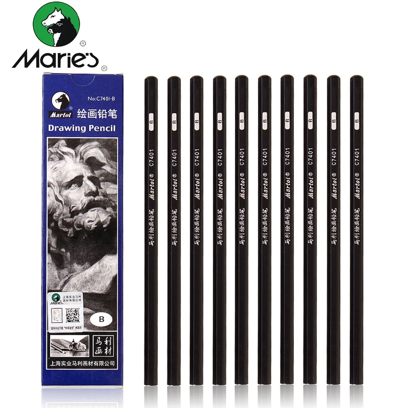 

10pcs Marie's Sketch Drawing Pencil Set Graphite Sketching Pencils Painting Kit for Art Beginners Black Leads Anti-breaking Pens