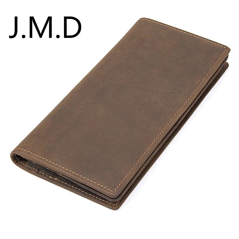 J.M.D Длинный кошелек RFID защитный Кошелек Ретро Crazy Horse на молнии 8163|Кошельки| |
