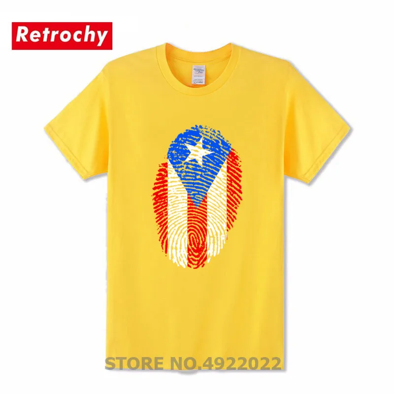 Fashion Puerto Rico Flag Fingerprint T-Shirt Breathable Outdoors Men's Pure Cotton Camping T Shirt National Day Patriotic Tshirt | Мужская