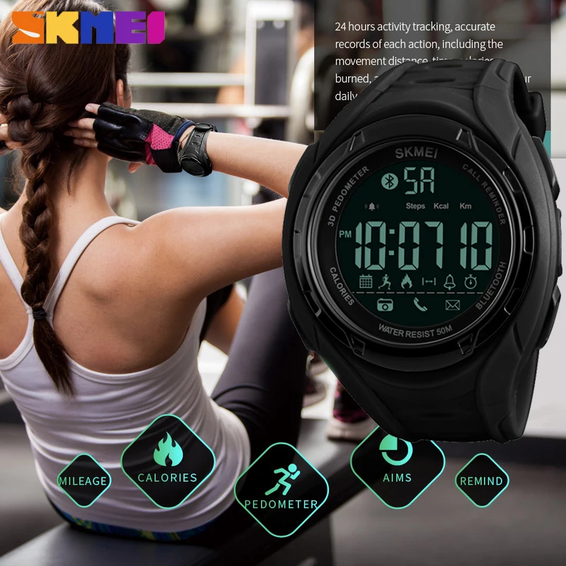 

SKMEI 1316 Bluetooth Smart Watch For Apple IOS Android Pedometer Calories Fashion Outdoor Sport Watches For Men Women Male Clock