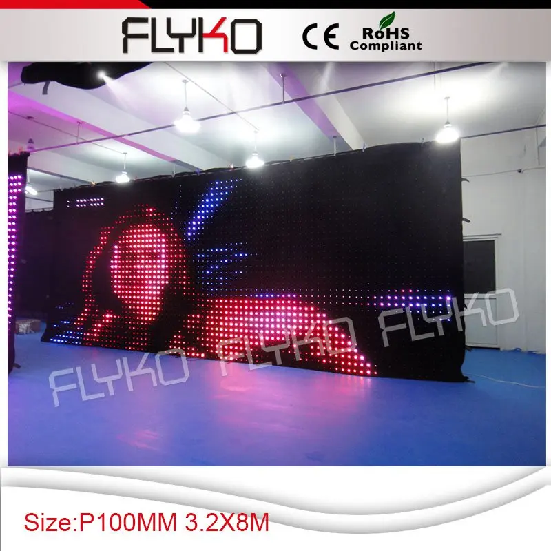 Flyko сценический Индивидуальный размер led P100MM dJ Гибкая панель шоу светодиодный экран
