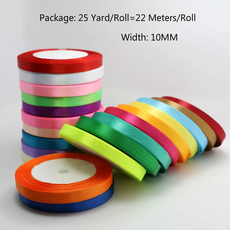 

Satin Ribbon 25 Yards 10mm Packing Material DIY Bow Craft Decor Wedding Party Decoration Gift Wrapping Scrapbooking Supplies