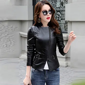 

Plus Size 6XL 2020 Fashion New Spring Autumn Faux PU Leather Jacket Women Zippers Coat Women Motorcycle Jacket Outerwear Top 31
