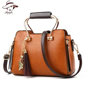 

2020 New High Quality Pleated Tassel Women Leather Handbag Cat Chain Shoulder Bags Famous Brand Casual Ladies Messenger Tote Bag