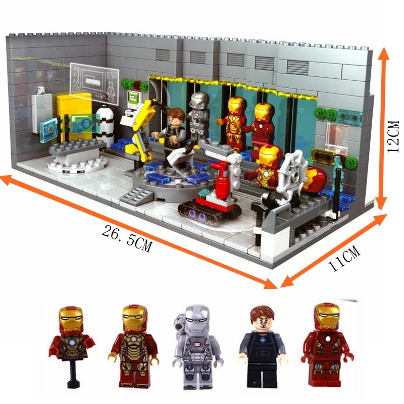 

LEGOing Super Heroes Iron Man Underground Laboratory Base Mark Armor Set 503pcs SY305 Block Legoing Marvel Avengers Infinity War