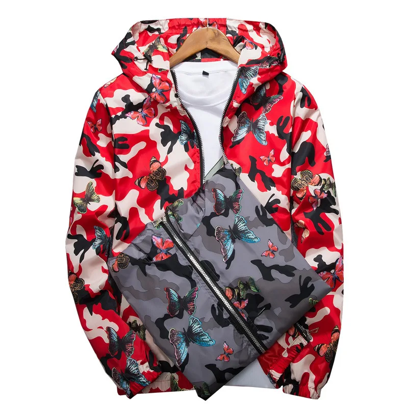 

Hooded Jackets Women Coats 2019 Summer Quick Drying Basic Jackets Windbreaker Women Printed Butterfly Lightweight Jackets Famale