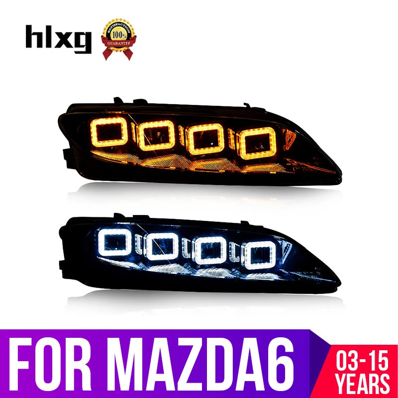 

hlxg 2PCS Car LED headlights for Mazda 6 2003-2015 for Mazda 6 head lamp LED DRL H7 HID Xenon kit Headlight Assembly FOR CAR
