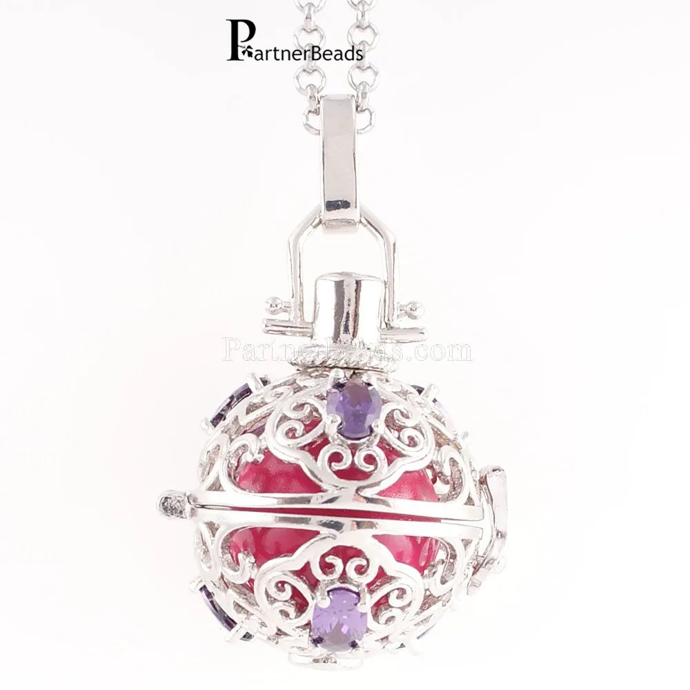 

Partnerbeads Water Drop CZ Stone Cage Angel Ball Jewelry 2 Colors Stainless Steel Chain Interchangeable Lockets AC5022