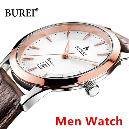 Роскошные Брендовые Часы BUREI для мужчин и женщин, водонепроницаемые часы для влюбленных, повседневные кварцевые наручные часы, Relogio Masculino Feminino - Цвет: MenLGold
