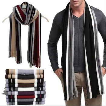 

fashion designer scarf men striped cotton scarf female & male new shawl wrap knit cashmere Striped scarf with tassels