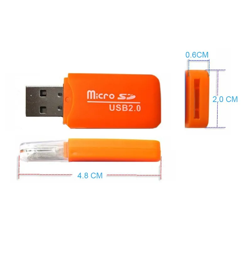 Портативный цветной высокоскоростной USB 2,0 Micro SD T-Flash TF устройство для чтения карт памяти, Microsd адаптер для флеш-накопителя USB