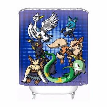 

Custom Pokemon Pikachu Shower Bath Curtain Mildewproof Waterproof Polyester Various Sizes#180417-03-23