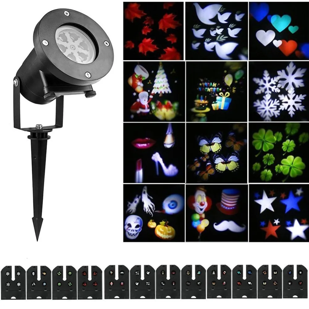 LED Snowflake Projector Light IP65 Waterproof Moving Snow Laser Projector Stage Light Outdoor Christmas Party Garden