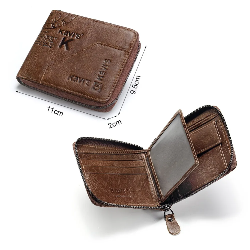Pаспродажа Кошелек KAVIS из 100% натуральной кожи, мужской кошелек для монет, маленький Walet Portomonee Rfid, мини портфель Vallet Perse, держатель для карт