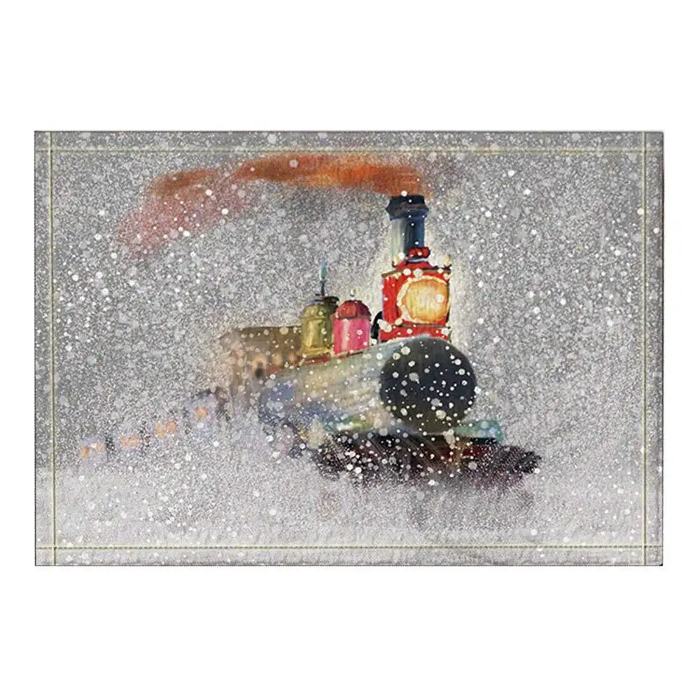 

Train Running in Snow Winter Bath Rugs Non-Slip Doormat Floor Entryways Kids Bath Mat Bathroom Accessories