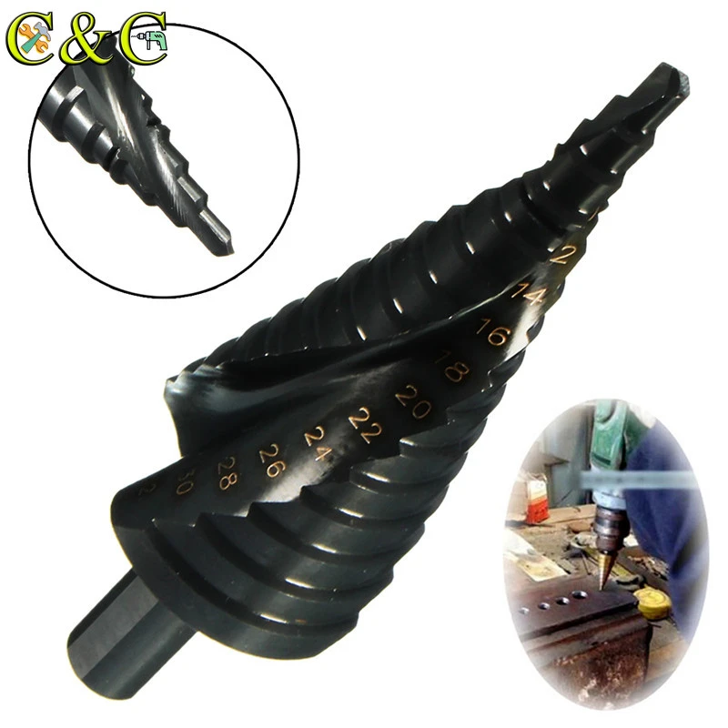 Drill Tool Step Drill Spiral Grooved Step Drill Bit Nitrogen Coated Step Drill 4-32mm Drill Tool Step Drill Spiral Grooved Step Drill Bit Nitrogen Coated Step Drill 4-32mm