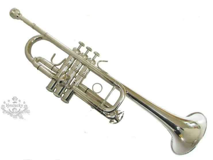 Original Henlucky HTR 6332C Silver Plated Vincent Bach C Tone Professional Major Trumpet font b Musical