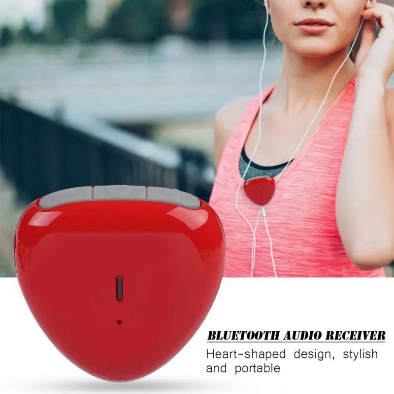 Мини беспроводной в форме сердца Bluetooth аудио приемник проводные наушники аудио адаптер беспроводной селфи воспроизведения музыки приемник