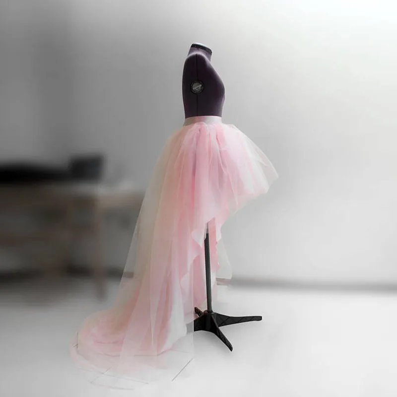 High low blush pink wedding tulle skirt Prom dress separate Dip hem ball gown skirt