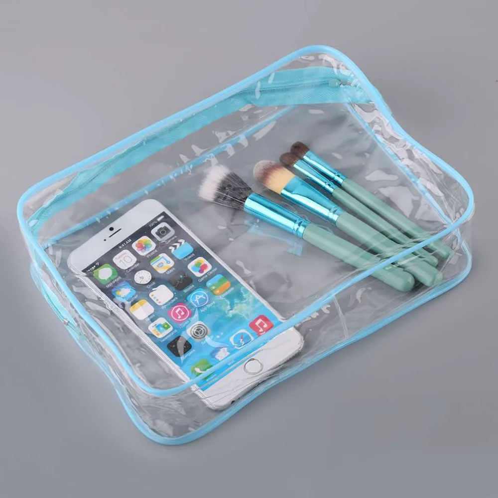

3 color Thick Type Women PVC Transparent Makeup Tools Organizer Portable Travel Bathing Toiletry Cosmetic Bag With Zipper