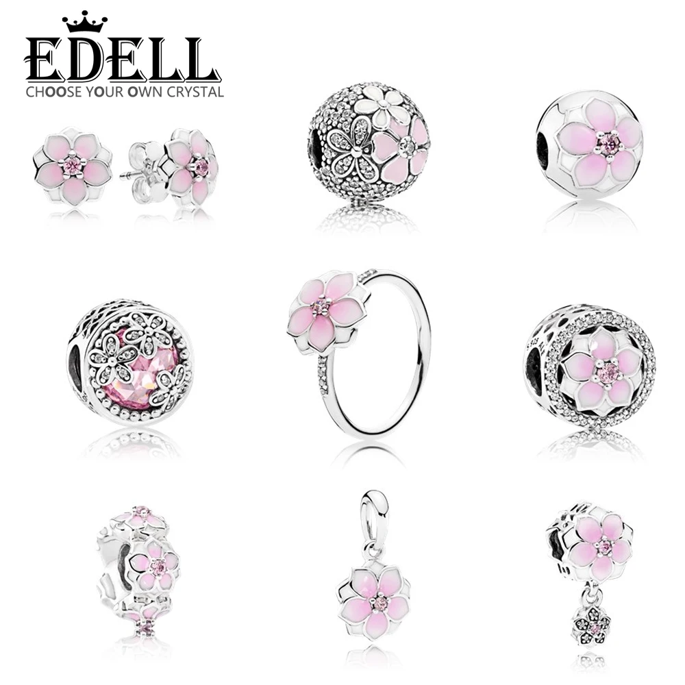 

EDELL Magnolia series S925 Sterling Silver Charm Clip Pendant Orchid Earrings collocation DIY Bracelet birthday present
